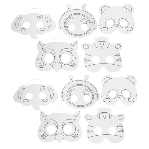 KICHOUSE Maskenbasis Weiße Maskerademaske Gastgeschenke Tiermasken für Kinder Graffiti Blanko Karneval Leere Maskenparty Leere Maske Maske Party Masken für Handmalerei Basteln Dschungeltier von KICHOUSE