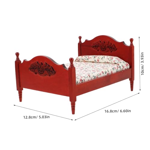 KICHOUSE Maßstab Miniaturmöbel Braun Europäischer Stil Robustes Schlafzimmer Zubehör für Puppenhaus Puppenmöbel von KICHOUSE