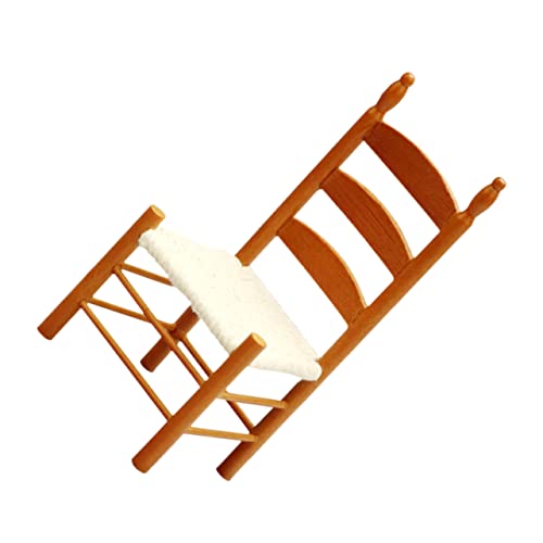 KICHOUSE Mini-Baumwoll Seiden Stuhl Miniatur Möbel Puppe Winziger Stuhl Stühle Mini -holzstuhl Stuhlmodell Studierzimmer Requisite Stuhlfiguren Baumwollseide Light Brown von KICHOUSE