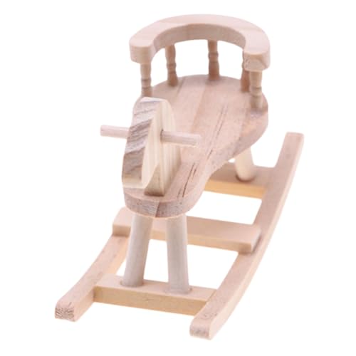 KICHOUSE Mini Holzstuhl für Puppenhaus Miniatur Holzstuhl Modell im Pferdedesign Charmante Dekoration für Puppenstuben und Miniatur Möbel Szenen von KICHOUSE