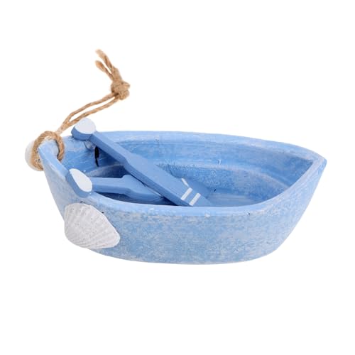 KICHOUSE Miniatur Boot Dekoration mit Paddel Strand Thema Ornament für Puppenhäuser Mediterraner Stil Langlebiges Mikro Landschaftsmodell Kreatives Vintage Hellblau von KICHOUSE