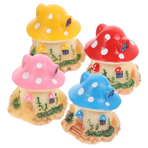 KICHOUSE Winzige Pilzhaus-Dekoration Harzmaterial 4 Stück Miniatur-Pilzfiguren Pilz-Gartenzubehör Feen-Pilz-Ornament für den Hof KICHOUSE Winzige Pilzhaus-Dekoration Harzmaterial 4 Stück Miniatur-Pilzfiguren Pilz-Gartenzubehör Feen-Pilz-Ornament für den Hof von KICHOUSE