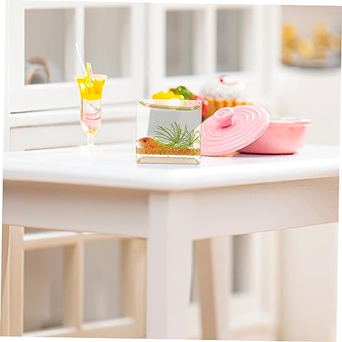 KICHOUSE Miniatur Goldfischglas Resin Modell Miniaturhaus Mikro Landschaftsfigur Küchen Tischmitte Ornament für Puppenhaus Zubehör von KICHOUSE