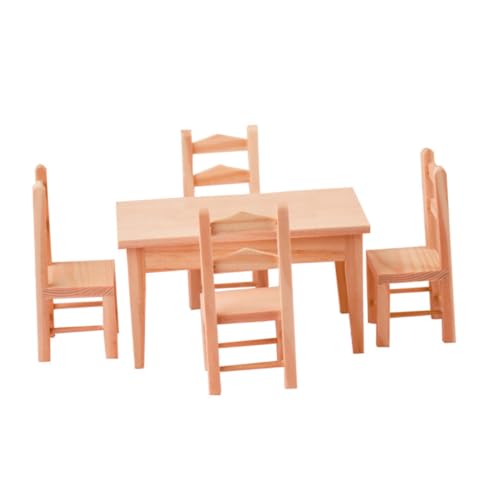 KICHOUSE Miniatur Puppenhaus Möbel Maßstab Tisch Stühle aus Holz DIY Wohnzimmer Zubehör Detailgetreues Mini Haus Möbel Modell für Puppenhaus Dekoration und Bastelprojekte von KICHOUSE