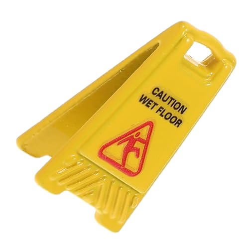KICHOUSE Miniatur-Warnschild „Nasser Boden“: Miniatur-Warnschild aus Legierung für Puppenhäuser – Miniatur-Warnschild „Vorsicht Nasser Boden“ für Puppenhauszubehör, Modellsammler von KICHOUSE