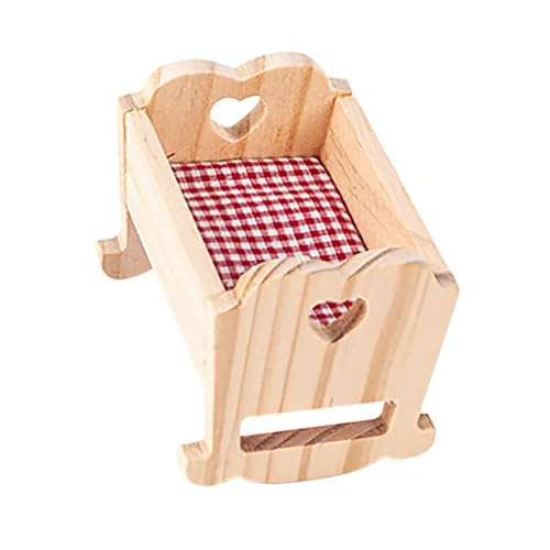KICHOUSE Miniaturisierte Holzpuppenwiege Realistisches Puppenhausmöbel für Kreative Rollenspiele und Puppendekoration für Junge Mädchen und Puppenhausliebhaber von KICHOUSE