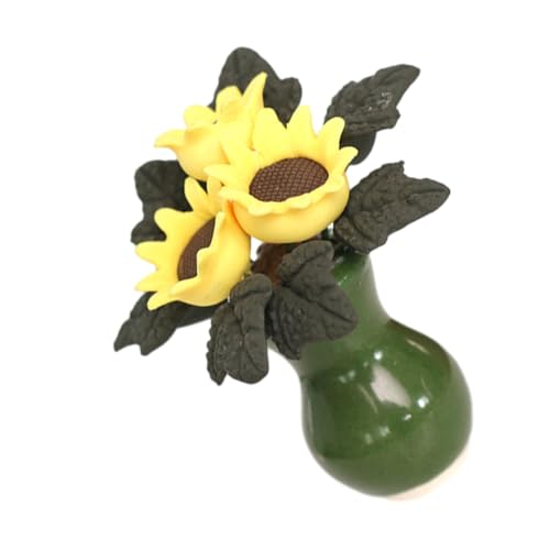 KICHOUSE Miniaturpflanze im Topf Künstliche Sonnenblume für Puppenhaus Dekoration Accessoire für Miniaturgärten und Fotorequisiten Farbenfrohes Mini Haus Zubehör von KICHOUSE