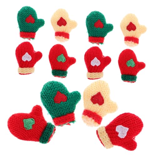 KICHOUSE Miniatur-Weihnachts-strickhandschuhe 16 Stück Mini-Handschuhe Zum Basteln Plüschpuppen Handschuhe Leuchtende Farben von KICHOUSE