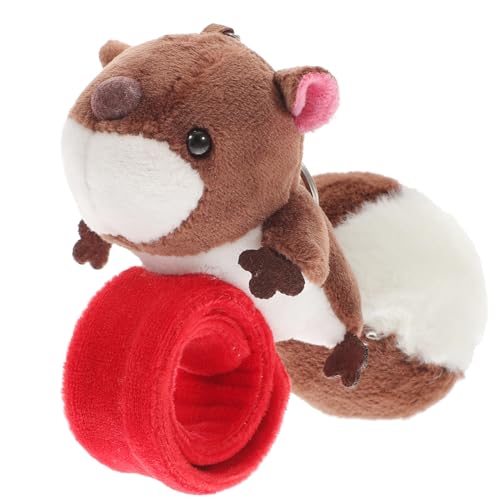 KICHOUSE Pop-Kreis-Armband Schlüsselanhänger für Ohrfeigenarmbänder mit Stofftieren Eichhörnchen Tier-Slap-Band Schlagarmband für PP Baumwolle Brown von KICHOUSE