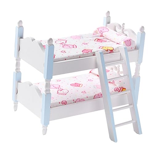 KICHOUSE Puppenhaus Etagen Bett Ornamente Spielzeuge Babyspielzeug Aus Holz Puppenhaus Spielzeug Mini-hochbett Puppenhaus Etagenbett Holzspielzeug Babymöbel Kind Baumwolle Zubehör Miniatur von KICHOUSE