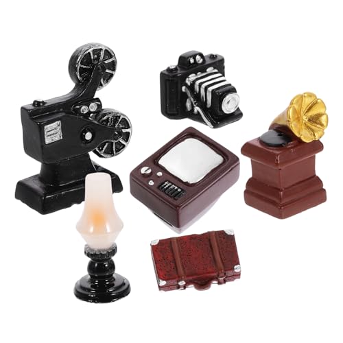 KICHOUSE Retro-Kamera Und Miniatur-Phonograph 6 Stück Miniatur-Vintage-Phonograph Miniatur-hauszubehör Desktop-Ornament KICHOUSE Retro-Kamera Und Miniatur-Phonograph 6 Stück Miniatur-Vintage-Phonograph Miniatur-hauszubehör Desktop-Ornament von KICHOUSE