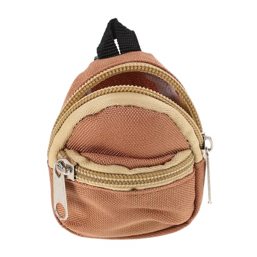 KICHOUSE Puppenrucksack Puppen Minirucksack Puppenzubehör Tragetasche Miniatur Puppen Anzieh Rucksack Puppenhandtasche Rollenspiel Rucksack Hellbraunes Canvas von KICHOUSE