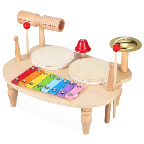 KICHOUSE Satz Schlagzeug für die frühe Bildung Xylophon-Musikspielzeug Schlaginstrument-Spielzeug kinderinstrumente Kinder musikinstrumente Kleinkindspielzeug Mädchenspielzeug -Trommeln von KICHOUSE