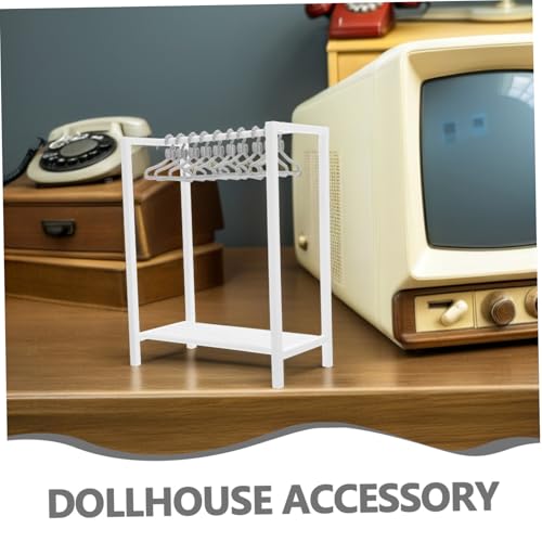 KICHOUSE Simulationskleidung Trocknenständer Kleiderbügel Für Puppen Aufbewahrungsorganisator Für Puppenkleidung Holzpuppenkleiderregal Zubehör Für Puppenmöbel Dollhouse Hanger Weiß Plastik von KICHOUSE