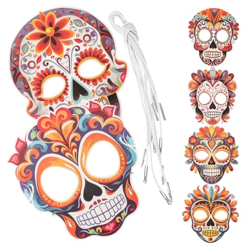 KICHOUSE 6 Stück Day Dead-masken -masken Aus Papier Kreatives Design Angenehm Zu Tragen Ideal für Halloween-kostüme von KICHOUSE