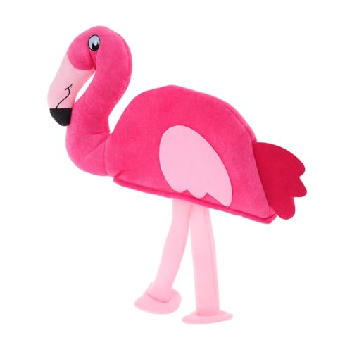 KICHOUSE Valentinstag Flamingo Tiermütze Damen Plüsch Kostümhut Sanft Atmungsaktiv Für Party Cosplay Festliche Anlässe Romantisch Lustig von KICHOUSE