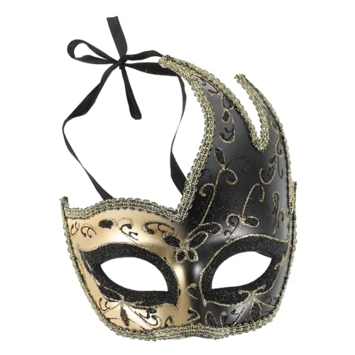 KICHOUSE Vintage Antike Halbmaske für Karneval und Cosplay Elegante Venezianische Maske für Partys Leicht mit Sicherem Sitz für Kopfgrößen für Halloween Events und Kostümfeiern von KICHOUSE