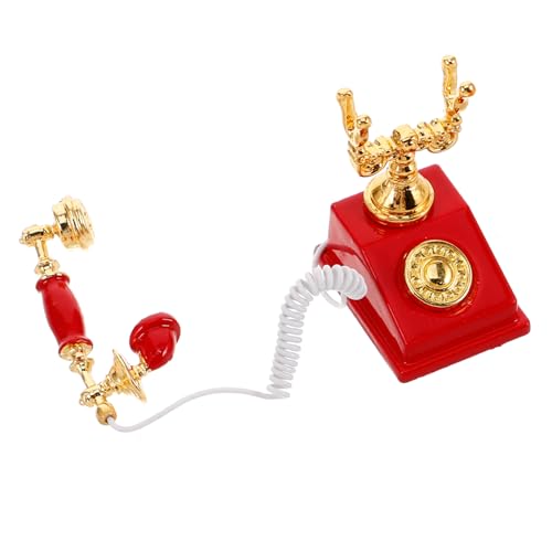 KICHOUSE Vintage Miniatur Telefon Modell aus Langlebige Retro Telefon Deko für Puppenhaus Sammlerstück und Miniatur Möbel Zubehör Geeignet Nostalgische Raumdekoration von KICHOUSE