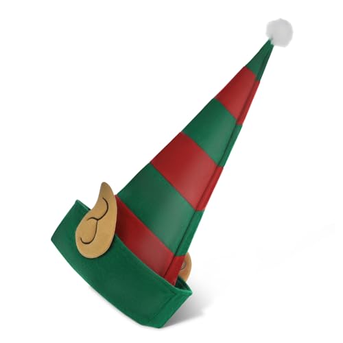 KICHOUSE Weihnachtsmütze für Erwachsene aus Leichtem Vliesstoff Gestreifter Santa Hat Komfortabel und Genderneutral Festlicher Partyhut für Weihnachten und Urlaub von KICHOUSE