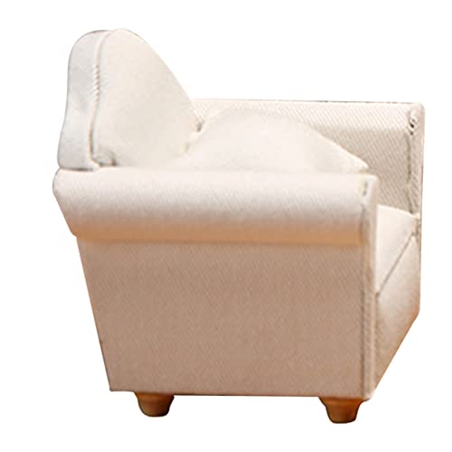 KICHOUSE Weißes Einzelsofa mit Kissen Holz Möbel für Kinderzimmer Kreatives Puppenhaus Zubehör Fantasie und Spielspaß KICHOUSE Weißes Einzelsofa mit Kissen Holz Möbel für Kinderzimmer Kreatives Puppenhaus Zubehör Fantasie und Spielspaß von KICHOUSE