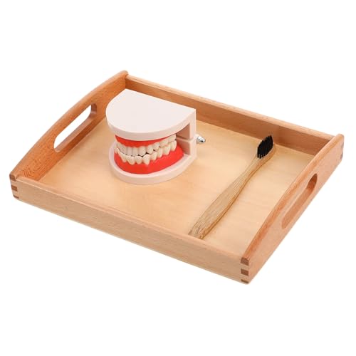 KICHOUSE Zahnpflege Set aus Holz Lernspielzeug für Putzset mit Praktischem Holztablett Fördert Handwerkliche Fähigkeiten und Zahnhygiene für Jungen und Mädchen Zufällige Zufällige Farbe von KICHOUSE