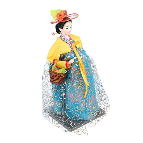 KICHOUSE handgefertigte Puppe Hochzeitspuppenfiguren Dekorationen Plüsch Koreanisches Kunsthandwerk Koreanische Kulturpuppe Puppendekor künstlerische Puppe im koreanischen Stil Yellow von KICHOUSE