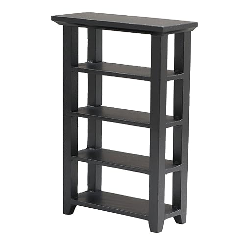 KICHOUSE schwarzer Blumenständer Miniatur -Bücherregal Mini -Bücherregal Mini - für kinderspielzeug blumenstand Mini-Display-Regal Miniaturmöbelmodell Holz Black von KICHOUSE