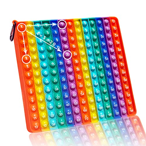 KICOSOADT Pop It,Multiplikation Brettspiel,Grundschule Multiplikationsmodell,Helfen Sie einigen Kindern Rechenschwierigkeiten zu überwinden(12*12 Regenbogen) von KICOSOADT