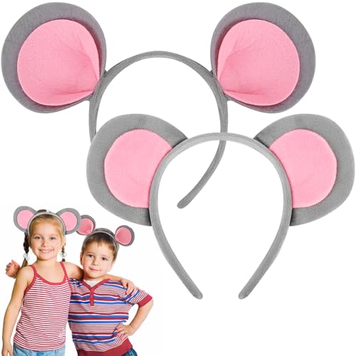 KICOSY 2 x Maus-Ohren-Haarreif und kleine Rattenohren, Haarreif für Damen, Halloween, graues Ratten-Haarband, Tier-Kopfband, Maus-Kostüm, Erwachsene, Party, Cosplay-Zubehör KICOSY 2 x Maus-Ohren-Haarreif und kleine Rattenohren, Haarreif für Damen, Halloween, graues Ratten-Haarband, Tier-Kopfband, Maus-Kostüm, Erwachsene, Party, Cosplay-Zubehör von KICOSY