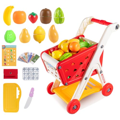 KidEwan Lebensmittelladen Einkaufswagen für Kinder mit Spielgeld von KID E WAN