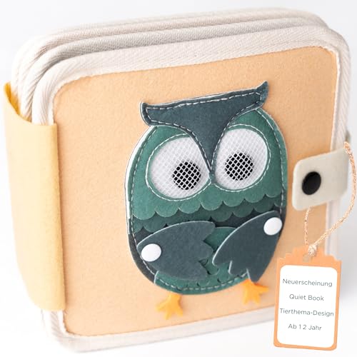 KIDDIE SENSE Quiet Book Baby Mit Tieren Kind 1 Jahr - Beschäftigung im Flugzeug Kleinkind - Montessori Filzbuch - Stille Buch - Activity Fühlbuch Kinder - Motorikspielzeug - Sensorik Spielzeug von KIDDIE SENSE