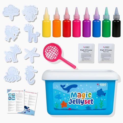 Kiddo World 3D Magic Water Jelly. Magisches Gelee mit Förmchen. Elfen-Wassergel-Spaß für Kinder zum Selbermachen. 8 Farben, 8 Förmchen, 1 Spatel Kiddo World 3D Magic Water Jelly. Magisches Gelee mit Förmchen. Elfen-Wassergel-Spaß für Kinder zum Selbermachen. 8 Farben, 8 Förmchen, 1 Spatel von KIDDO WORLD