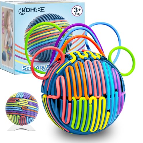Sensory Fidget Toys for Kids, Sensory Activity Ball with 24 Strings and Display Base, Sensory Toys, Travel Friendly Toys for Autism ADHS Calming Focus Stress Relief von KIDHABE