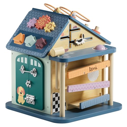 Activity Haus 12-in-1 aus Holz – Montessori Motorikwürfel & Busy Board ab 18 Monaten – Lernspielzeug zur Förderung von Feinmotorik, Konzentration & Hand-Auge-Koordination – Spielcenter Bauernhof von KIDSLINO