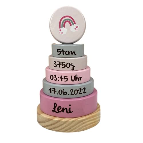 KIDSLINO Geburtsgeschenk Stapelturm Regenbogen rosa I Geschenk zur Geburt I Graviert I Stapelturm mit Namen & Geburtsdaten I Personalisierte Babygeschenke KIDSLINO Geburtsgeschenk Stapelturm Regenbogen rosa I Geschenk zur Geburt I Graviert I Stapelturm mit Namen & Geburtsdaten I Personalisierte Babygeschenke von KIDSLINO