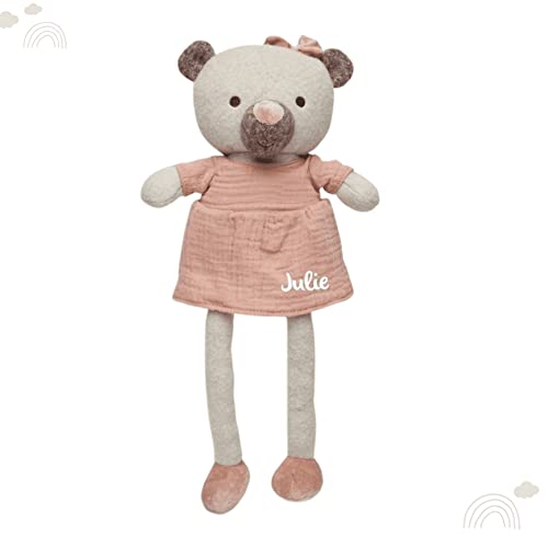 KIDSLINO Kuscheltier Bär Julie rosa, Geschenk zur Geburt, Geburtstagsgeschenk Mädchen, personalisierbar von KIDSLINO
