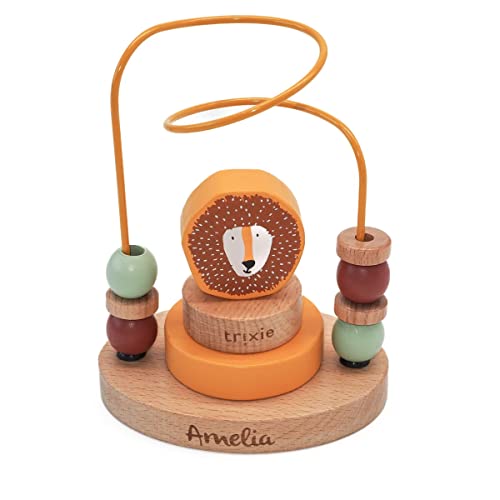KIDSLINO Motorikschleife aus Holz Mr. Löwe I personalisiertes Kinderspielzeug I Geschenk zur Geburt von KIDSLINO