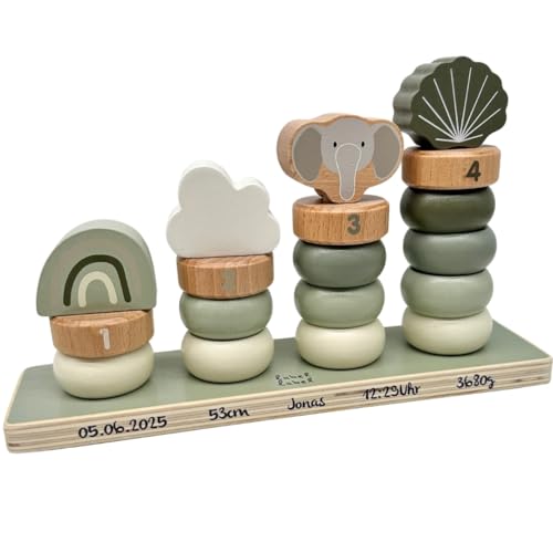 KIDSLINO Stapelspiel Häschen Olive I Label Label I Babygeschenk I personalisierbar von KIDSLINO
