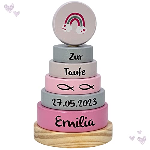 Kidslino Taufgeschenke Stapelturm Regenbogen rosa I Geschenk zur Taufe I Graviert I Stapelturm mit Namen & Taufdaten I Personalisierte Geschenke Baby Kidslino Taufgeschenke Stapelturm Regenbogen rosa I Geschenk zur Taufe I Graviert I Stapelturm mit Namen & Taufdaten I Personalisierte Geschenke Baby von Kidslino