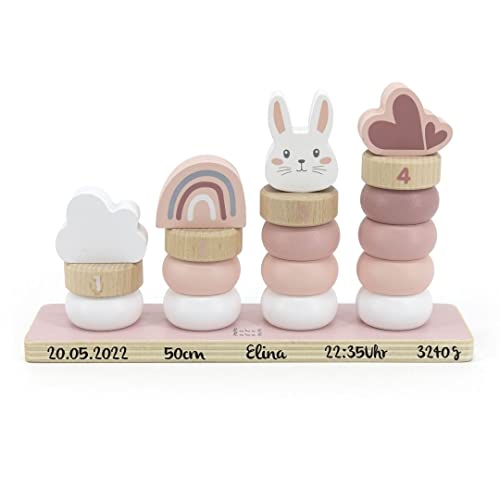 Stapelspiel Häschen rosa | Label Label | Babygeschenk | personalisierbar Stapelspiel Häschen rosa | Label Label | Babygeschenk | personalisierbar von KIDSLINO