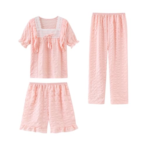 KIDSZJA 2-teiliges Lounge-Set für Mädchen und Kinder, 3-teiliges Hosen-Set, quadratischer Ausschnitt, Rüschen, Tops mit BH und Shorts, Hose, Pyjama-Set, Pyjama, Kleidung, einfarbig, Loungewear, Pyjama KIDSZJA 2-teiliges Lounge-Set für Mädchen und Kinder, 3-teiliges Hosen-Set, quadratischer Ausschnitt, Rüschen, Tops mit BH und Shorts, Hose, Pyjama-Set, Pyjama, Kleidung, einfarbig, Loungewear, Pyjama von KIDSZJA