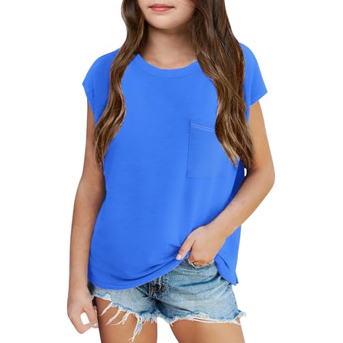 KIDSZJA Bluse für Mädchen, UK-Kappenärmel, bequem, stilvoll, lange Tunika, Kinderkleidung, weich, atmungsaktiv, Sommer, Baumwolle, einfarbig, lockere Passform, leichtes Schulspieloutfit KIDSZJA Bluse für Mädchen, UK-Kappenärmel, bequem, stilvoll, lange Tunika, Kinderkleidung, weich, atmungsaktiv, Sommer, Baumwolle, einfarbig, lockere Passform, leichtes Schulspieloutfit von KIDSZJA