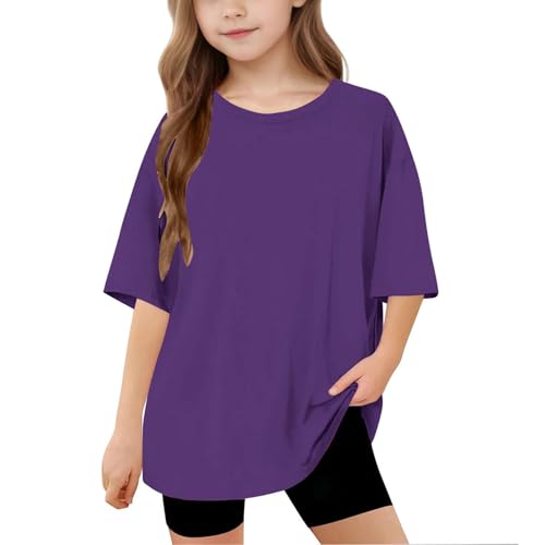 KIDSZJA Blusen für Mädchen, Großbritannien, elegantes Konzert-Outfit, leicht, bequem, Rundhalsausschnitt, einfarbiges Oberteil für Teenager, übergroßer gebogener Saum, kurzärmeliges T-Shirt, Sporttag KIDSZJA Blusen für Mädchen, Großbritannien, elegantes Konzert-Outfit, leicht, bequem, Rundhalsausschnitt, einfarbiges Oberteil für Teenager, übergroßer gebogener Saum, kurzärmeliges T-Shirt, Sporttag von KIDSZJA