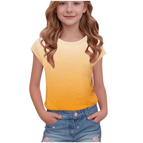 KIDSZJA Blusen für Mädchen, Rundhalsausschnitt, Farbverlauf, kurzärmelig, stilvoll bedruckt, Tops für Teenager, Abendaktivitäten, Abenteuer, Flügelärmel, Schuluniform, Unterschicht, Baumwolle KIDSZJA Blusen für Mädchen, Rundhalsausschnitt, Farbverlauf, kurzärmelig, stilvoll bedruckt, Tops für Teenager, Abendaktivitäten, Abenteuer, Flügelärmel, Schuluniform, Unterschicht, Baumwolle von KIDSZJA
