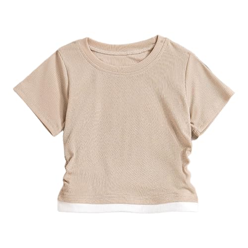 KIDSZJA Blusen für Mädchen, UK, elegant, bequem und leicht, seitlich gedreht, für Teenager, kurzärmelig, Sommertage und Spielzeit, Shirt, Rundhalsausschnitt, bauchfreies Oberteil, lässig, empfindliche KIDSZJA Blusen für Mädchen, UK, elegant, bequem und leicht, seitlich gedreht, für Teenager, kurzärmelig, Sommertage und Spielzeit, Shirt, Rundhalsausschnitt, bauchfreies Oberteil, lässig, empfindliche von KIDSZJA