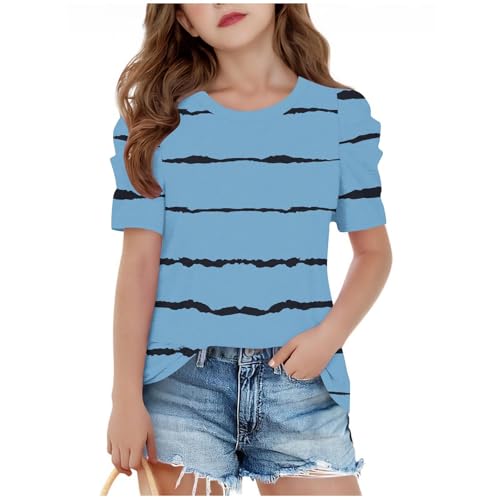 KIDSZJA Blusen für Mädchen im Vereinigten Königreich, elegant, stilvoll, elegant, gestreift, Puffärmel, T-Shirts, weiche Baumwolle, lässig, atmungsaktiv und leicht, Outdoor, Spielen, Strand, Schule KIDSZJA Blusen für Mädchen im Vereinigten Königreich, elegant, stilvoll, elegant, gestreift, Puffärmel, T-Shirts, weiche Baumwolle, lässig, atmungsaktiv und leicht, Outdoor, Spielen, Strand, Schule von KIDSZJA