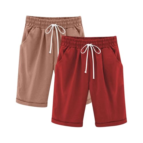 KIDSZJA Capri-Shorts für Mädchen, mit Kordelzug, einfarbig, für den Sommer, zum Spielen, bequeme Trainingshose, lustig, umweltfreundlich, Jogger, 3-teilig, Baumwollleinen, hoch gewaschen, kurz KIDSZJA Capri-Shorts für Mädchen, mit Kordelzug, einfarbig, für den Sommer, zum Spielen, bequeme Trainingshose, lustig, umweltfreundlich, Jogger, 3-teilig, Baumwollleinen, hoch gewaschen, kurz von KIDSZJA
