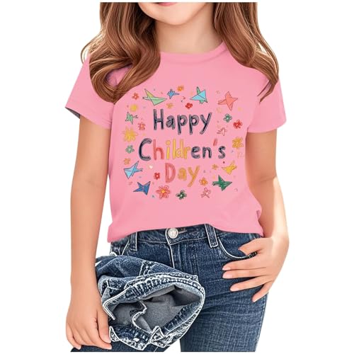 KIDSZJA Clearance Tops für Mädchen, stilvoll, leicht, Baumwollmischung, Teenagerkleidung, Rundhalsausschnitt, atmungsaktiv, mit Wort, Kindertags-Grafik-T-Shirt, kurzärmelig, Basic-Blusen, UK-Strand KIDSZJA Clearance Tops für Mädchen, stilvoll, leicht, Baumwollmischung, Teenagerkleidung, Rundhalsausschnitt, atmungsaktiv, mit Wort, Kindertags-Grafik-T-Shirt, kurzärmelig, Basic-Blusen, UK-Strand von KIDSZJA