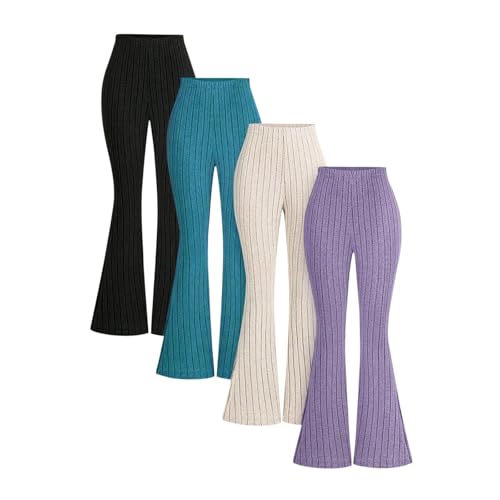 KIDSZJA Fußball-Leggings für Mädchen, athletische Outfits, nahtlose Strumpfhose, lässiger Komfort, dehnbare Hose, hohe Taille, ausgestellte Glocke, Bootcut-Hose, 4 Stück, gerippt, gestrickt, für KIDSZJA Fußball-Leggings für Mädchen, athletische Outfits, nahtlose Strumpfhose, lässiger Komfort, dehnbare Hose, hohe Taille, ausgestellte Glocke, Bootcut-Hose, 4 Stück, gerippt, gestrickt, für von KIDSZJA