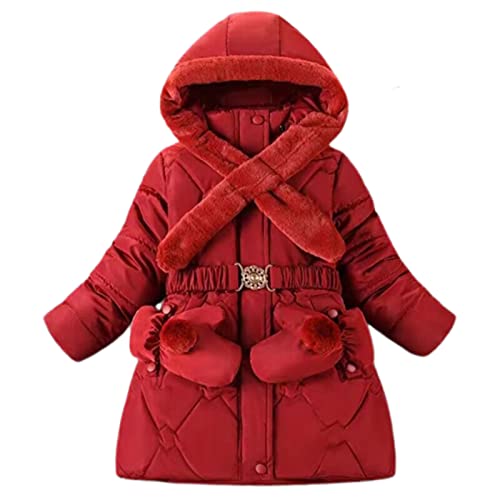 KIDSZJA Gepolsterter Wintermantel für Mädchen, mit Handschuhen, Gürtel mit Kunstfellkragen, Kleinkind, Kinder, warmer Puffermantel, lange Schuljacken, Fleece, Leinen, Parka, Übermantel KIDSZJA Gepolsterter Wintermantel für Mädchen, mit Handschuhen, Gürtel mit Kunstfellkragen, Kleinkind, Kinder, warmer Puffermantel, lange Schuljacken, Fleece, Leinen, Parka, Übermantel von KIDSZJA